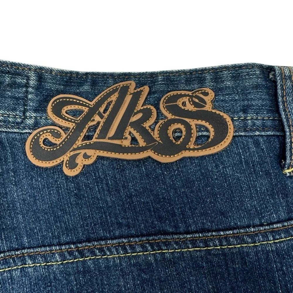 AKADEMIKS NWT Vintage J1 SoHo Men's Jeans Blue Baggy Wide Leg Denim‎ Y2K Size 34